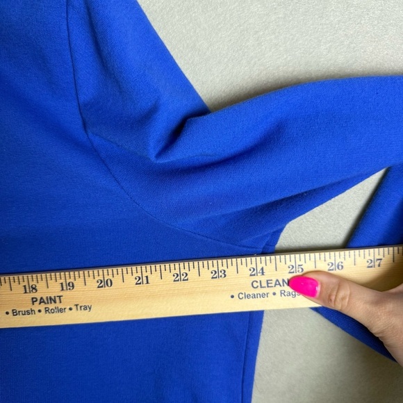 Kim Rogers Women’s Royal Blue Drawstring Collar Cardigan Roll Tab Sleeve size L - Picture 2 of 11